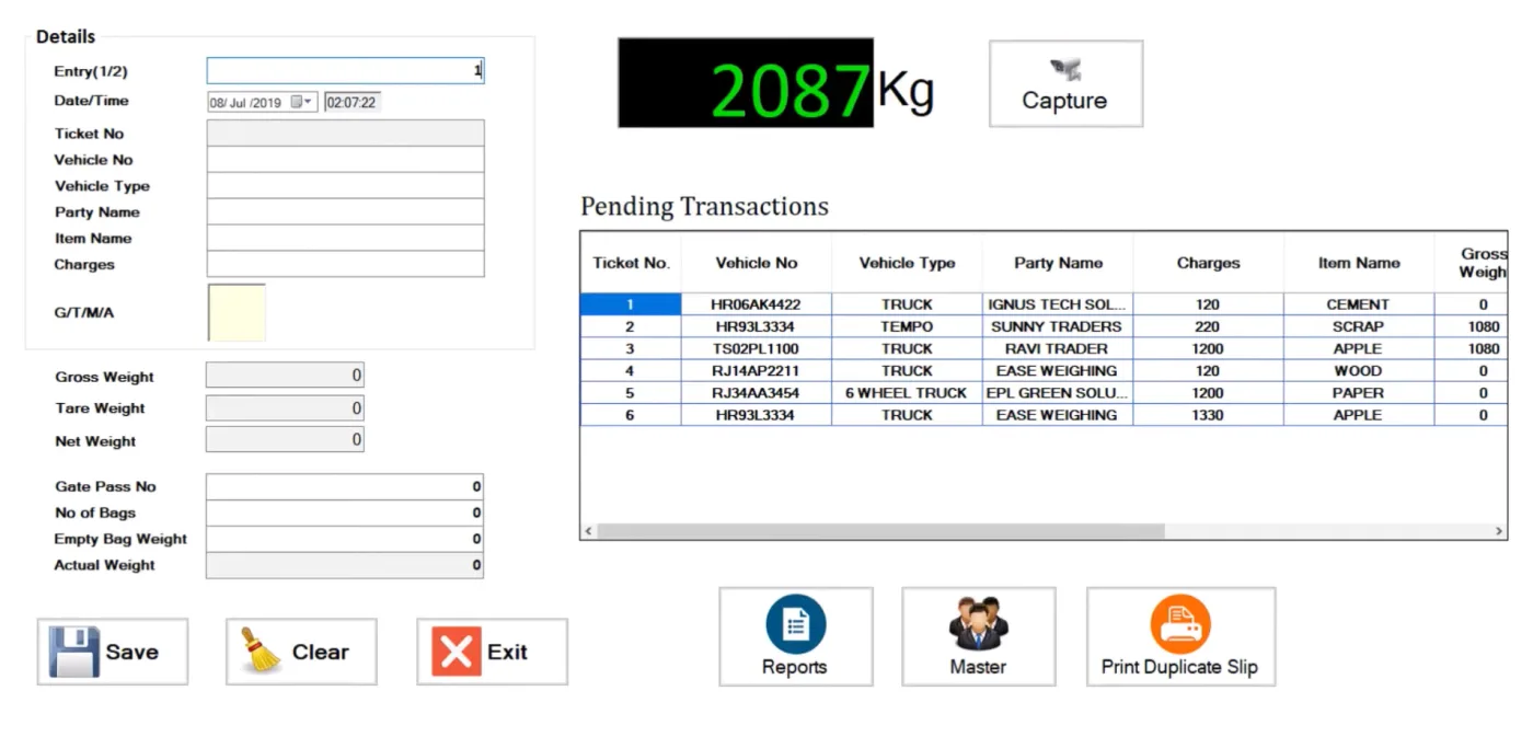 EagleOS live weighbridge console