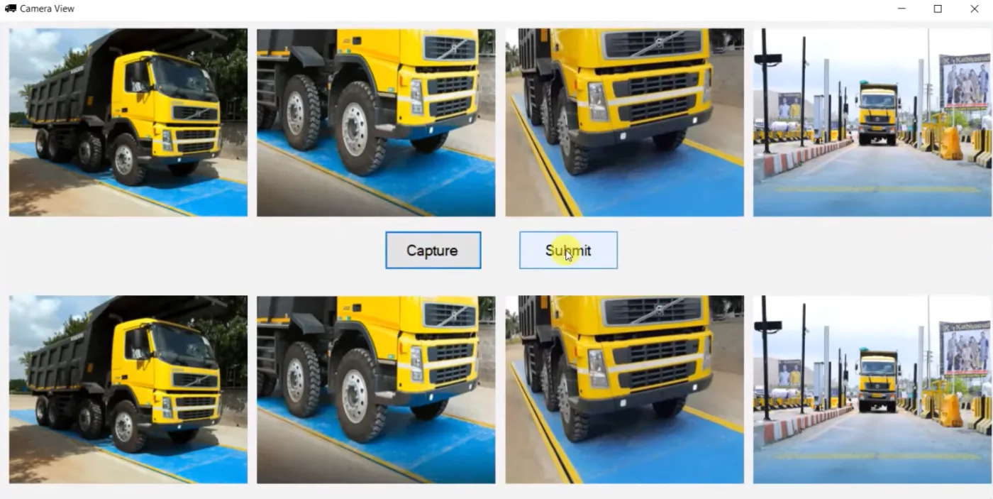 Trucks queued on the weighbridge platform
